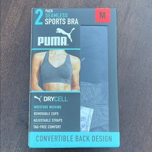 Puma Black and Gray Seamless Sports Bra 2-Pack nwt